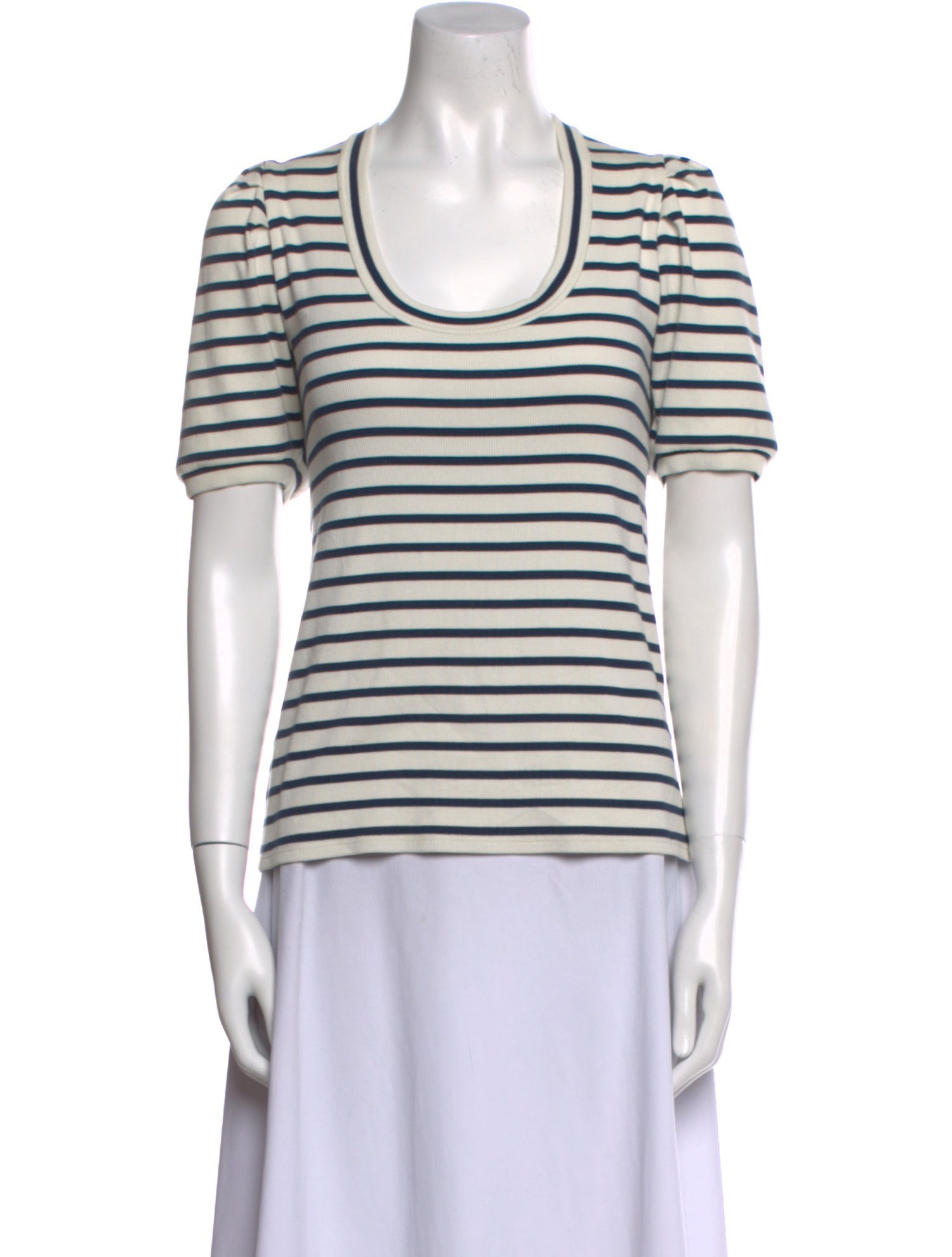 Veronica Beard Striped Scoop Neck T-Shirt